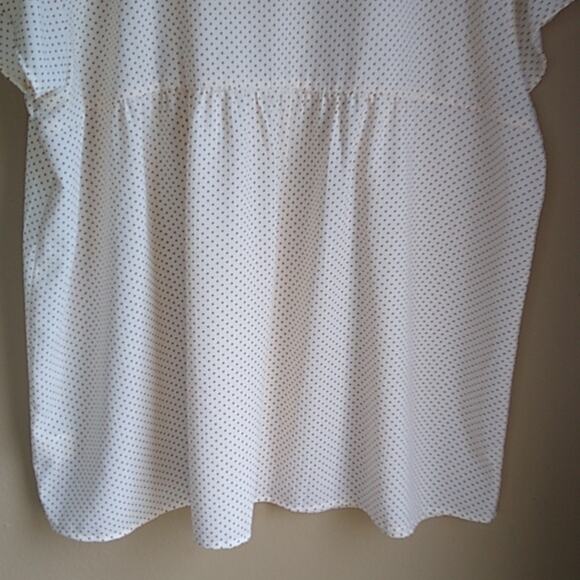 Perch by Blue Pepper polka Dot Flutter cap sleeve clean casual classic Blouse 2x - Picture 9 of 9